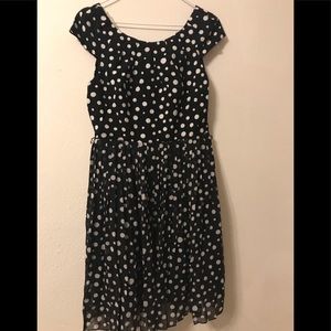 Boat neck, polka dot dress